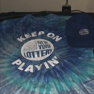 New York Lottery Tie due T shirt and Hat